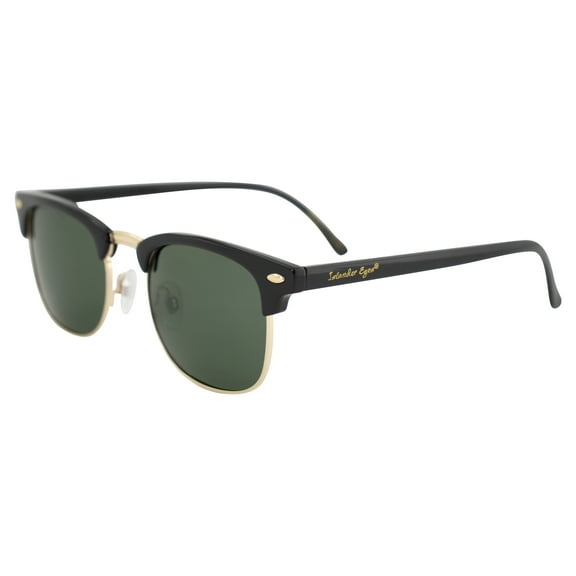 Islander Eyes Phuket Polarized Sunglasses for Men or Women Semi Gold Metal-Rimmed Black Frame w/ Grey Lens