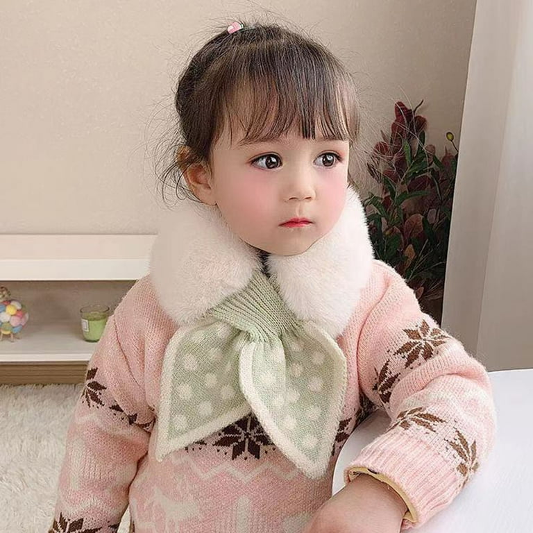 D GROEE Kids Winter Plush Cross Scarf Toddler Scarf Splicing