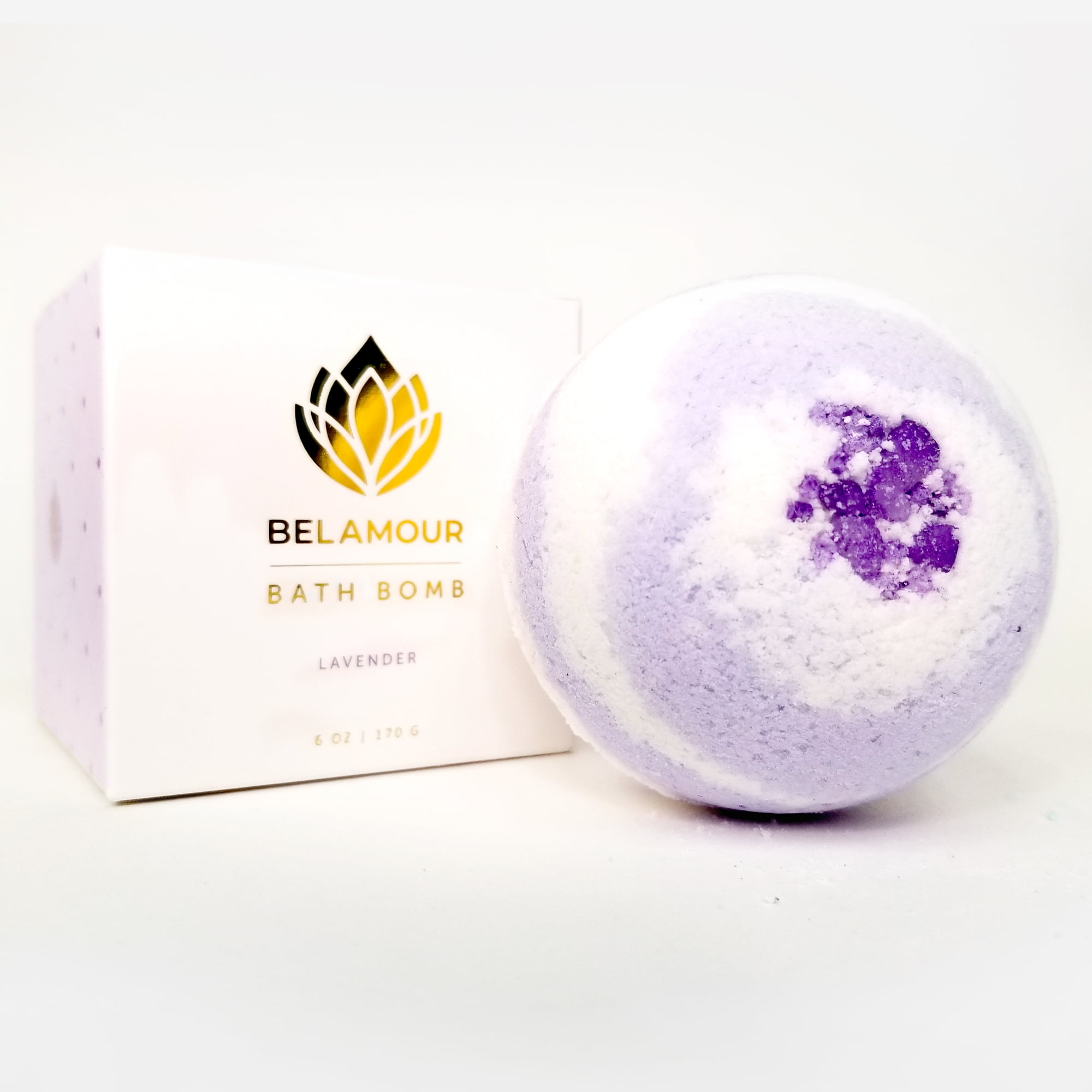 Belamour All Natural Bath Bomb (Lavender) - Made with Pure Natural Essential Oils and Organic Ingredients