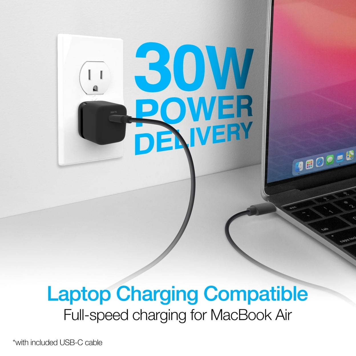 Naztech 30W PD Wall Charger + USB-C to USB-C Cable 6ft for Traveling (15543-HYP)