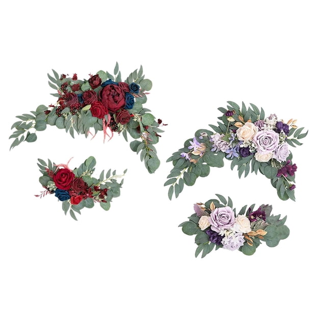 Guirnalda decorativa de rosas artificiales para arco de boda estilo granja, para mesa rojo azul blanco