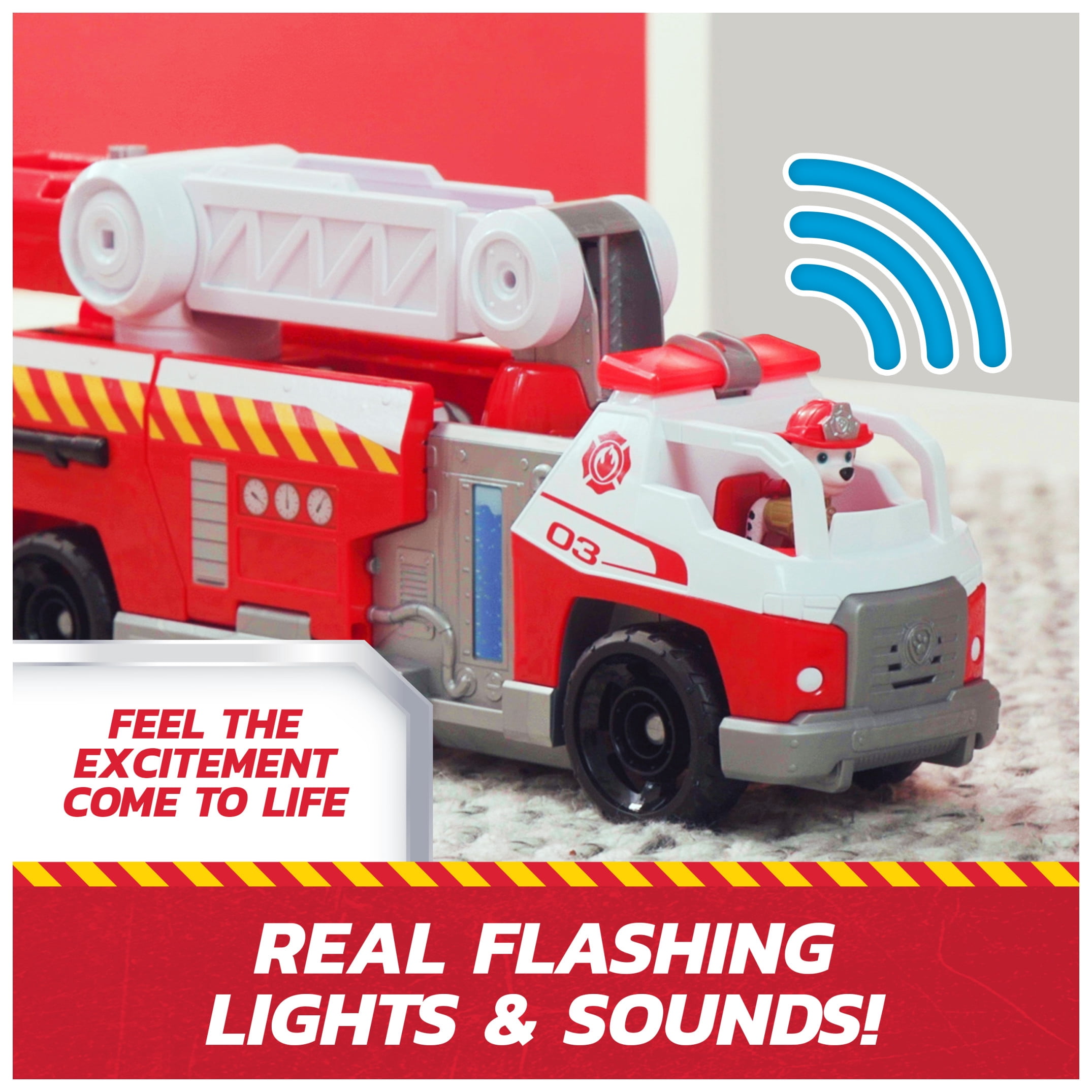 PAW Patrol Fire Rescue: Rapid Reload Fire Truck with Marshall, Projectile Launcher, Mini Vehicle & Sound Fx, for Kids 3+