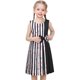 thumbnail image 2 of Vestido para Niña Negro Corazón Amor Contraste de Color Rayas de Cebra Escuela Casual 6 Años, 2 of 7