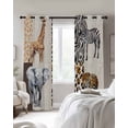 thumbnail image 4 of Modern Animals Kitchen Curtains Vintage Giraffe Zebra Elephant Leopard Cafe Short Curtains for Bathroom Blackout Window Curtain Small Window Treatment Drapes for Bedroom Living Room 27.5"x39"x2, 4 of 9
