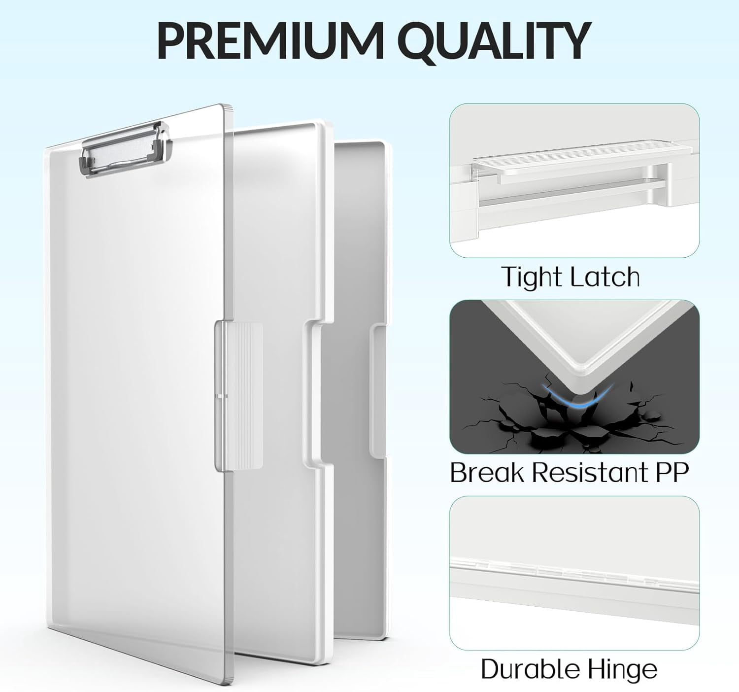 NOGIS Clipboard with Storage,Clear Visible Clip Boards 8.5x11,with 2 Storage Case, Side Opening Nursing High Capacity Clipboard Folder,Office Supplie (White)