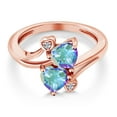 thumbnail image 3 of Gem Stone King 18K Rose Gold Plated Silver Mercury Mist Mystic Topaz and White Lab Grown Diamond Ring for Women (2.03 Cttw, Heart Shape 6MM, Gemstone Birthstone, Available in Size 5, 6, 7, 8, 9), 3 of 6