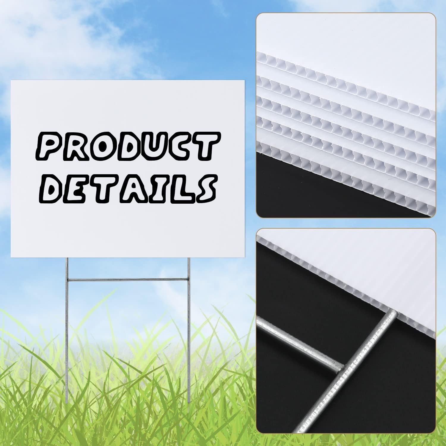 Blank Yard Lawn Signs,Happon 4 Pack 18 x 12 Inches White Plastic Lawn Signs with Stakes & Pens,Garden Yard Signs for Party Yard Decorations,Garage Sale, Guidepost, Open House