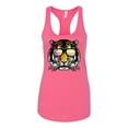 thumbnail image 2 of Funny Neon Summer California Beach Tiger | Womens Animal Lover Jersey Racerback Tank Top, Hot Pink, Large, 2 of 4