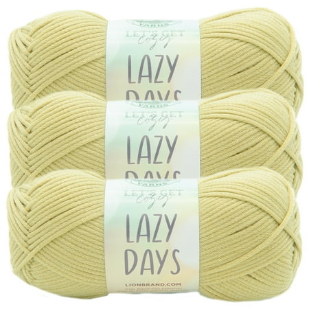 UPC: 0842093137054 | Lion Brand Yarn Lazy Days Lichen Tube Style Medium Polyester Green Yarn 3-Pack