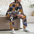 thumbnail image 6 of Halloween Costumes Mens Pajamas Set, pumpkins halloween cat Halloween Pajamas Button Down Long Sleeve Loungewear Halloween Sleepwear Pjs sets for Men, 6 of 7