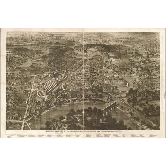 24"x36" Gallery Poster, map of Centennial grounds Philadelphia 1876