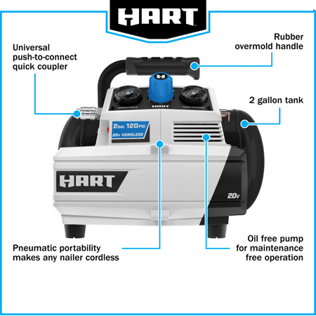 HART 20-Volt 2-Gallon Compressor (Battery Not Included)