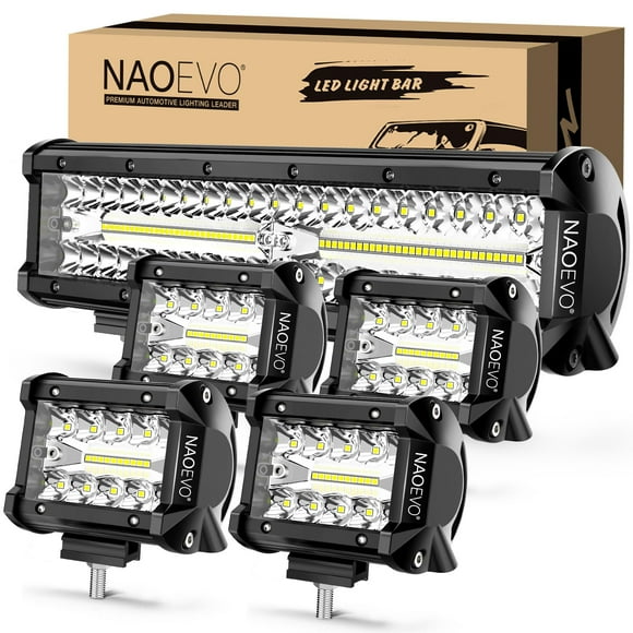 Luces LED de barra y cápsula NAOEVO de 30 cm y 10 cm para coche