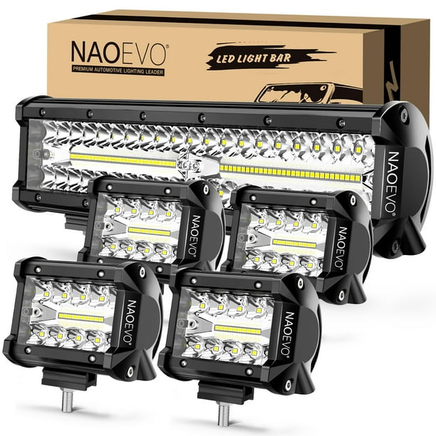Luces LED de barra y cápsula NAOEVO de 30 cm y 10 cm para coche
