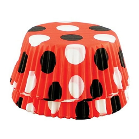 

Fox Run 6900 Polka Dot Bake Cups Standard 50 Cups Red with Black