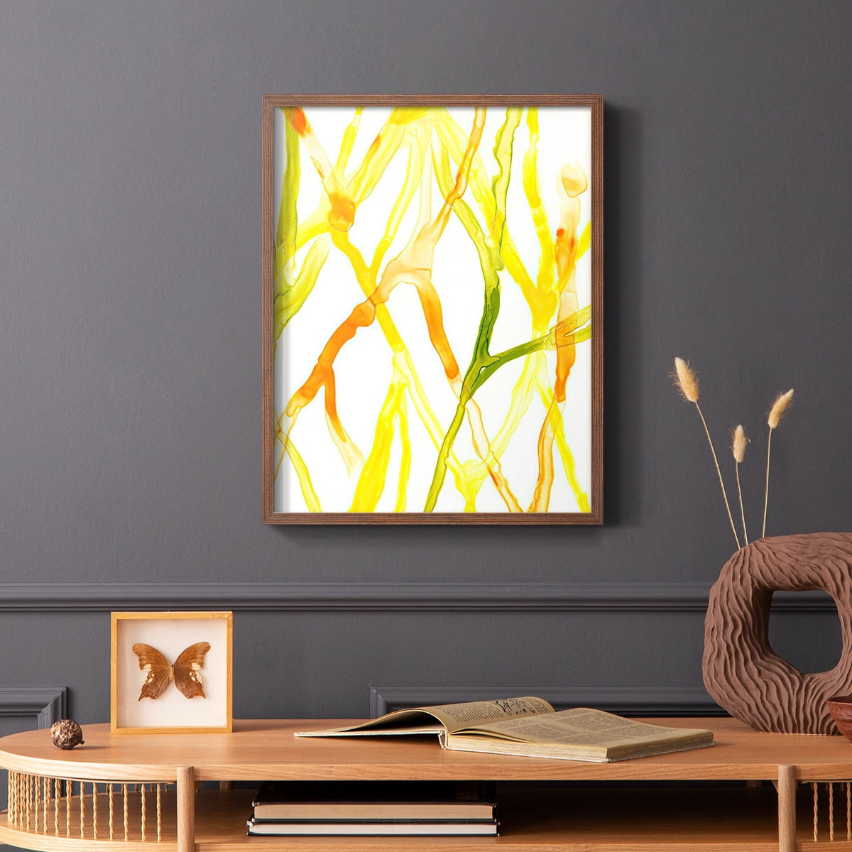 Runnel IV Framed Print in Brown Solid Wood Framed Print No Nail Hanging