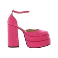 thumbnail image 2 of Steve Madden Charlize Pink Satin Block Heel Ankle Strap Square Toe Fashion Pumps (Pink Satin, 7), 2 of 3