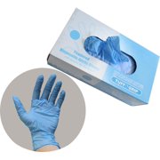 Large Size, 100 Count, Blue Nitrile 4 Mil Powdered Disposable Gloves