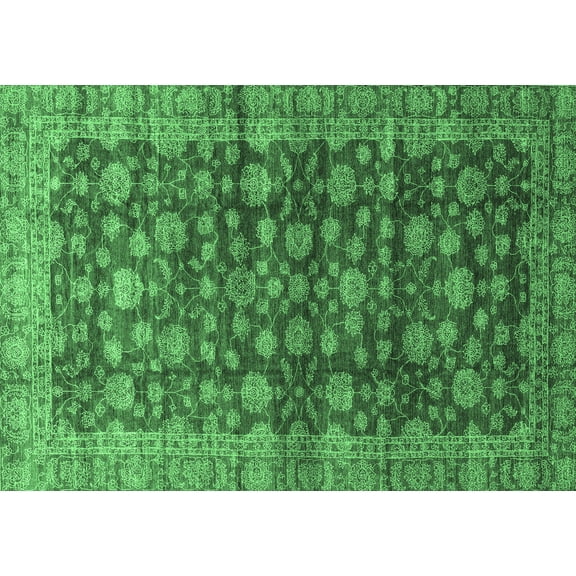 Ahgly Company Indoor Rectangle Oriental Emerald Green Traditional Area Rugs, 2' x 3'