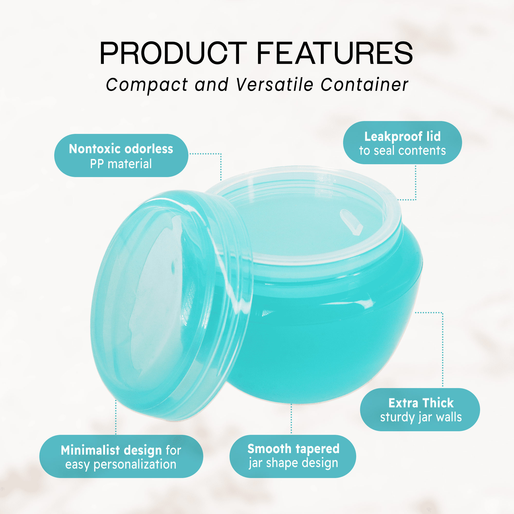 Beauticom 72 Jars 50G/50ML Round Frosted Container Jars with Inner Liner and Lid - Teal