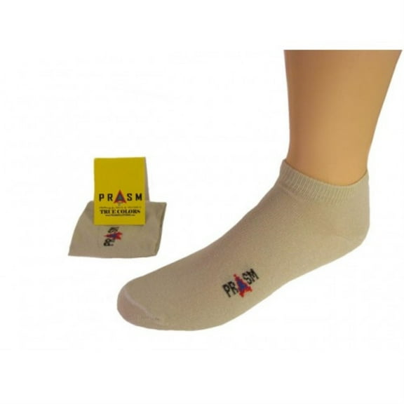PRASM (Premium Egyptian Cotton) MENS No-Show Ankle Socks - 3 PACK-Khaki