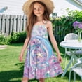 thumbnail image 6 of Uourmeti Little Girls Dress Summer Sleeveless Dresses for Girls Blue Otter Print Cami Sundress Kids Cartoon Clothes A Line Causal Midi Tank Swing,3-14tYears, 6 of 6