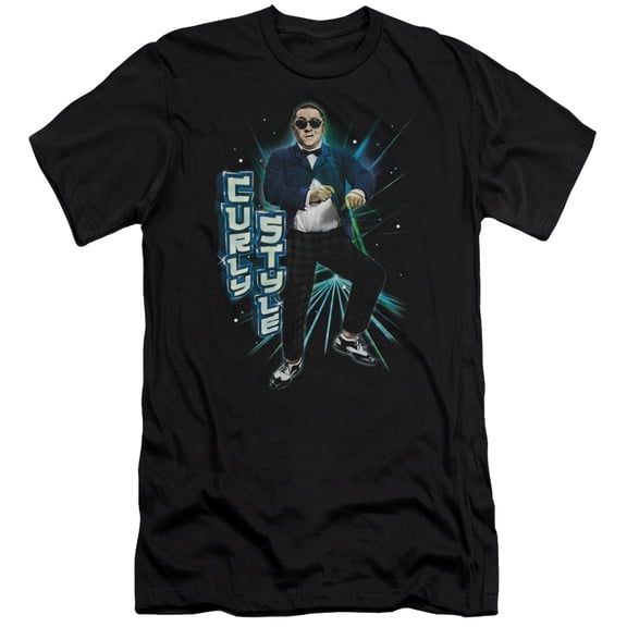 Three Stooges Curly Style S/S Adult 30/1 T-Shirt Black