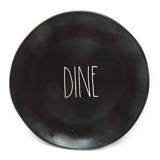 Rae Dunn By Magenta DINE Black Ceramic LL 11 Inch Dinner Plate With