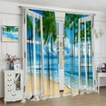 thumbnail image 5 of Beach Palm Tree Curtains, Summer Tropical Island Blue Clouds Ocean Nature Landscape Scenic Blackout Window Treatments for Kitchen Bedroom Living Room, 84" W X 84" L, 5 of 6