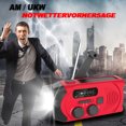 thumbnail image 3 of AM/FM, USB Rechargeable, 2000mAh Power Bank, LED Light, SOS Alarm & Hand Crank for Camping, Survival, Travel Red Emergency Solar Radio, 3 of 6