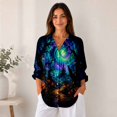 thumbnail image 5 of Nyfairy Plus Size Women's Halloween Print Long Sleeve Button Down Casual Shirt, 5 of 5