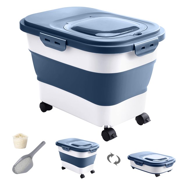 Recipiente de almacenamiento de arroz DDMOMMY de 9 a 14 kg con ruedas y tapa de 35 L