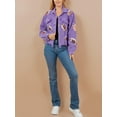 thumbnail image 3 of Womens Corduroy And Rugby Sequined Cropped Jacket Vintage Gameday Sequin Patched Jacket Coat, 3 of 12