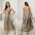 thumbnail image 4 of PMVFHDE Pajama Nightgown For Women Ice Silk Strap Sleepwear Long Dress Satin Home Wear Womens Nightgowns Khaki，M, 4 of 6