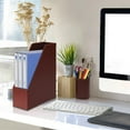 thumbnail image 5 of 6 Piece Office Supplies/Desk Organizer Set with Desktop Leather Writing Pad,File Paper Tray,Magazine folder Holder, Pen Cup,Sticky Note Holder,Letter Mail Sorter,Workspace Decor for Women Men Brown, 5 of 14