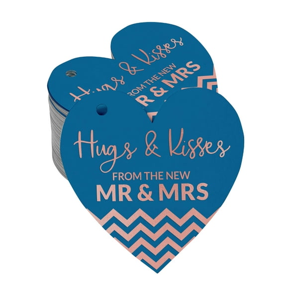 Inkdotpot Hugs & Kisses From The Wedding Bottle Tag Real Rose Gold Foil Favor Hang Tag 100 Pack