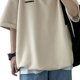 thumbnail image 4 of Hombres Manga Corta Cremallera Top Moda Casual Suelta Color Liso Cuello Vuelto Camiseta Blusa Albaricoque XL, 4 of 8