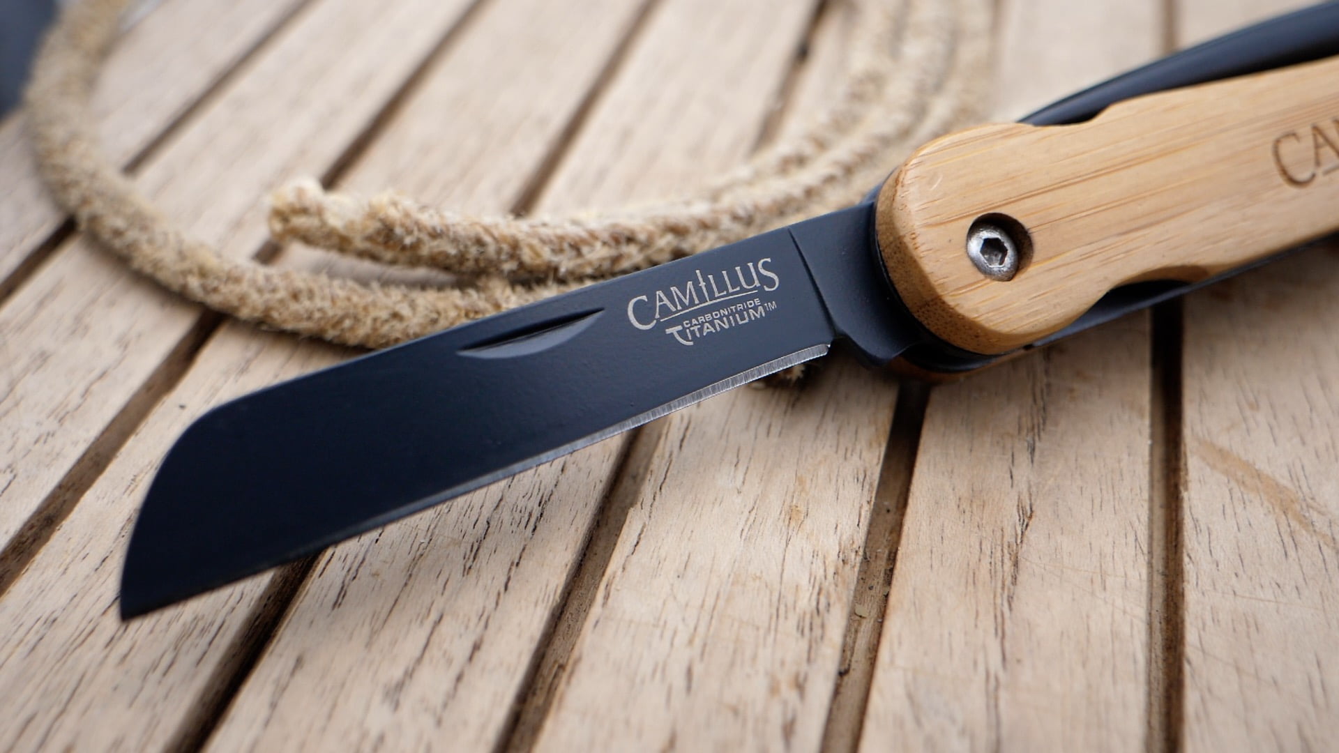 Camillus 7.5" Folding Pocket Knife, 1.34" Sheep Foot Blade with Marlin Spike, Bamboo Handle