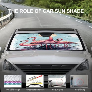 Car Sun Shade Flamingo In Sunglasses Windshield Sunshade Protector For Small Car SUV Front Window