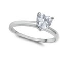 thumbnail image 4 of CHOOSE YOUR COLOR Clear CZ Heart Love Solitaire Ring .925 Sterling Silver Band White Female Size 9, 4 of 4