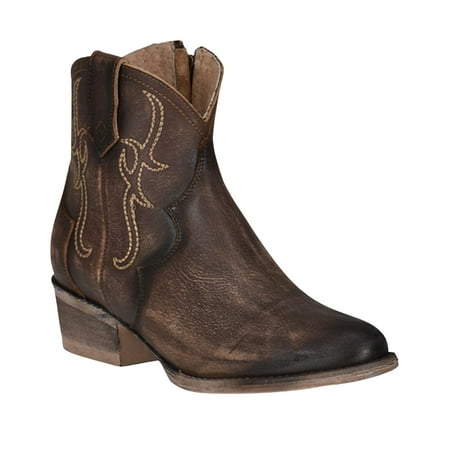 

Circle G Women s Embroidered Tobacco Fashion Booties Round Toe Dark Brown 8 M US