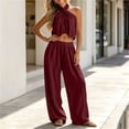 thumbnail image 7 of Women's Two Piece Sets Summer Plus Size Fashion 2026 Solid-Color Sleeveless Top Pocket Elastic Waist Pants Sets, 7 of 7