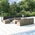 thumbnail image 1 of vidaXL 10 Piece Garden Lounge Set with Cushions Grey Poly Rattan, 1 of 5