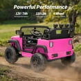 thumbnail image 4 of Outfunny 12V 7Ah Kids Ride on Truck, 2 Seater Electric Ride on Toys Car for Big Kids w/ Remote, Bluetooth - Pink, 4 of 10