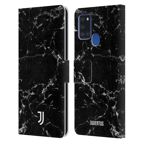 Head Case Designs Officially Licensed Juventus Football Club Marble Black 2 Leather Book Wallet Case Cover Compatible with Samsung Galaxy A21s (2020)