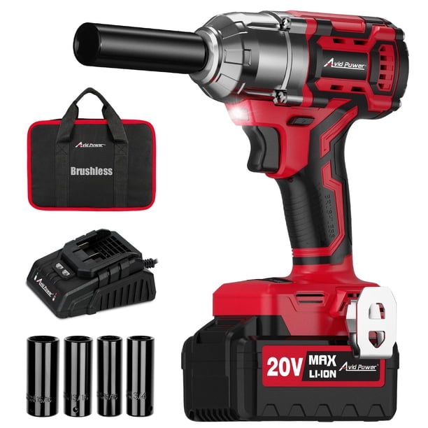 Llave de impacto AVID POWER, 20 V, 1/2 pulgada, sin escobillas, 370 pies-libras, torque
