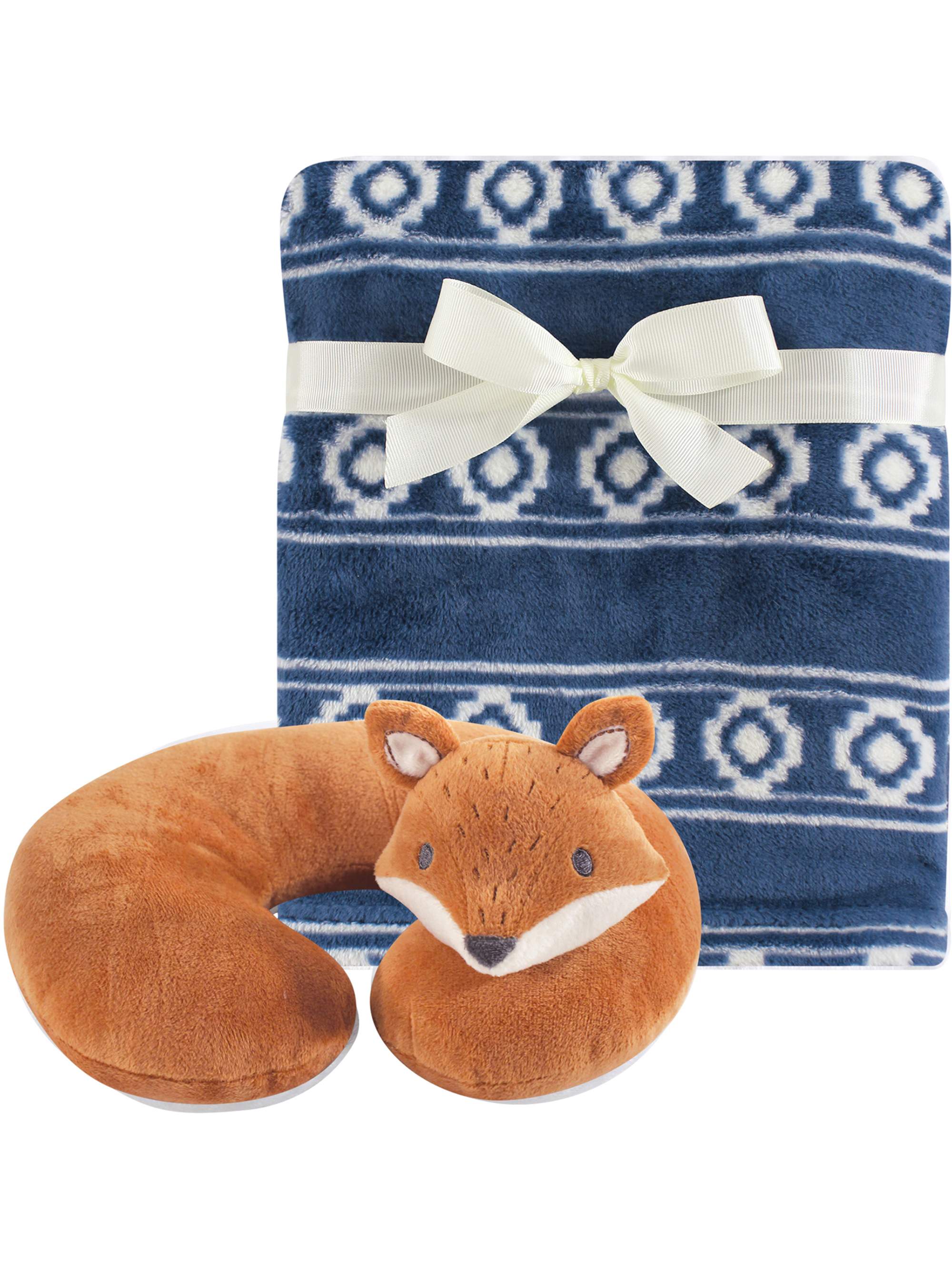 Hudson Baby Boy and Girl Travel Neck Support Pillow and Blanket Set, 2