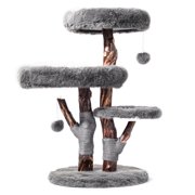 Sopapets 44H Cat Tree Tower Natural Wood With Scratching Posts&Real Branch Design, Heavy Duty Aesthetic Cat Tower for Large Cats, Gray