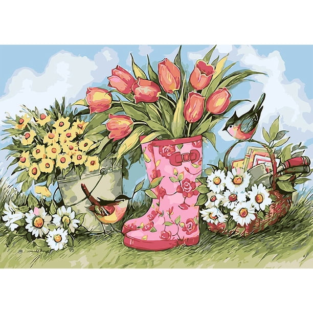 Acrílico 1 zapato tulipán pintura al óleo por números Kit DIY pintura sobre lienzo sin marco FLhrweasw Nuevo