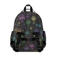 thumbnail image 3 of Mushroom and Dots Black Pattern Cute School Backpack Bag for School with Padded Back and Adjustable Shoulder Straps 15.25"x11.5"x5.25", 3 of 5